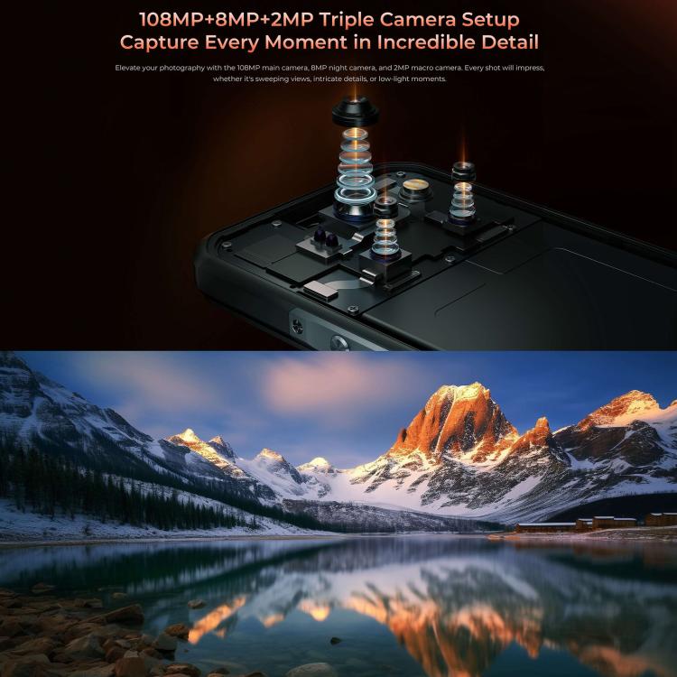 Teléfono robusto Oukitel WP55 Pro 5G, 16 GB + 512 GB, cámara de 108 MP, reconocimiento de huellas dactilares, pantalla de 6,6 pulgadas, Android 15, MediaTek Dimensity 7025 