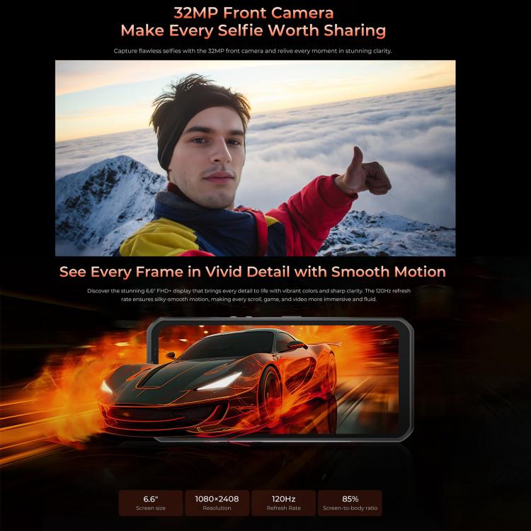 Oukitel WP55 Pro 5G Rugged Phone, 16GB+512GB, 108MP Camera, Fingerprint Identification, 6.6 inch Android 15 MediaTek Dimensity 7025