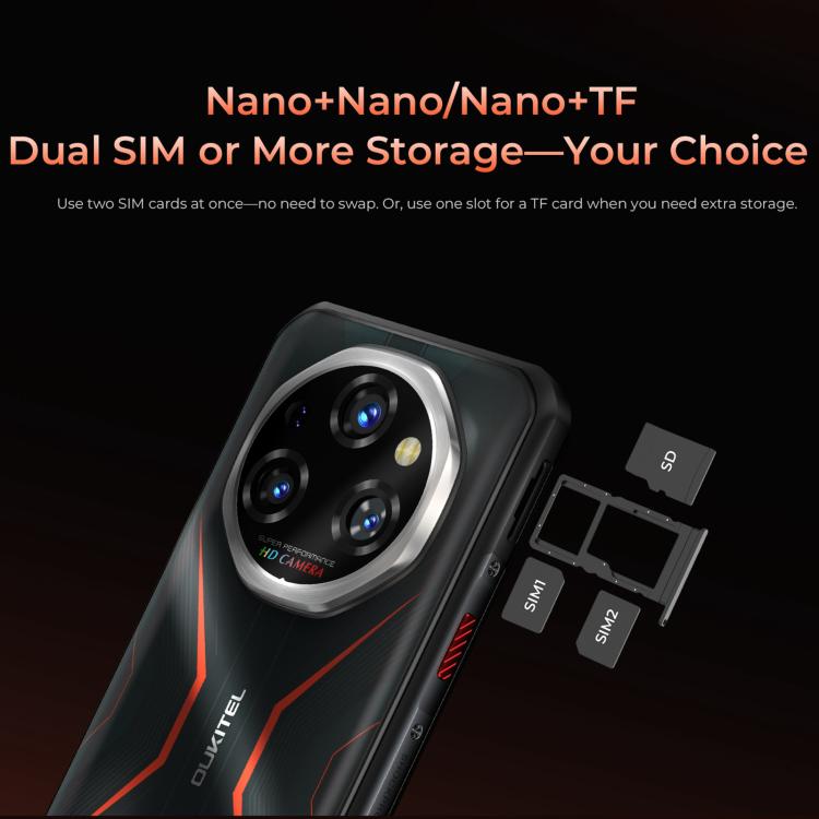 Teléfono robusto Oukitel WP55 Pro 5G, 16 GB + 512 GB, cámara de 108 MP, reconocimiento de huellas dactilares, pantalla de 6,6 pulgadas, Android 15, MediaTek Dimensity 7025 