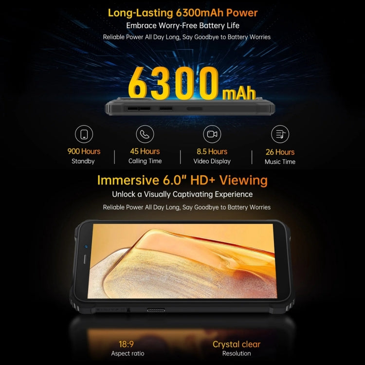 Oukitel WP32 Pro, 6GB+256GB, 6.0 inch Android 14 T606 Octa Core, OTG, Network: 4G, WP32 Pro, 6GB+256GB