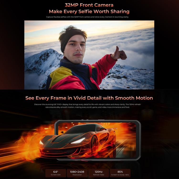 Oukitel WP55 5G Rugged Phone, 12GB+256GB, 108MP Camera, Fingerprint Identification, 6.6 inch MediaTek Dimensity 7025 Octa Core, NFC, OTG, Network: 5G, WP55