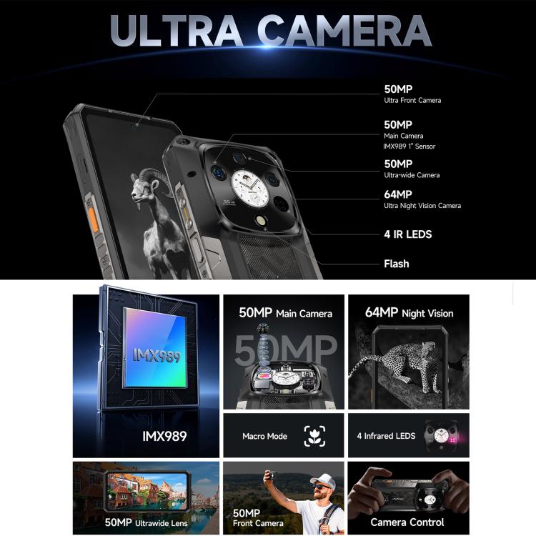 Teléfono Ulefone Armor 28 Pro - 16 GB + 512 GB, visión nocturna, batería de 10600 mAh, pantalla de 6,67 pulgadas, Android 15, red 5G, MediaTek Dimensity 7300