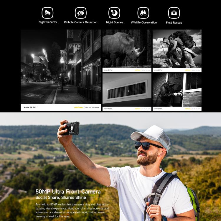 Teléfono Ulefone Armor 28 Pro - 16 GB + 512 GB, visión nocturna, batería de 10600 mAh, pantalla de 6,67 pulgadas, Android 15, red 5G, MediaTek Dimensity 7300