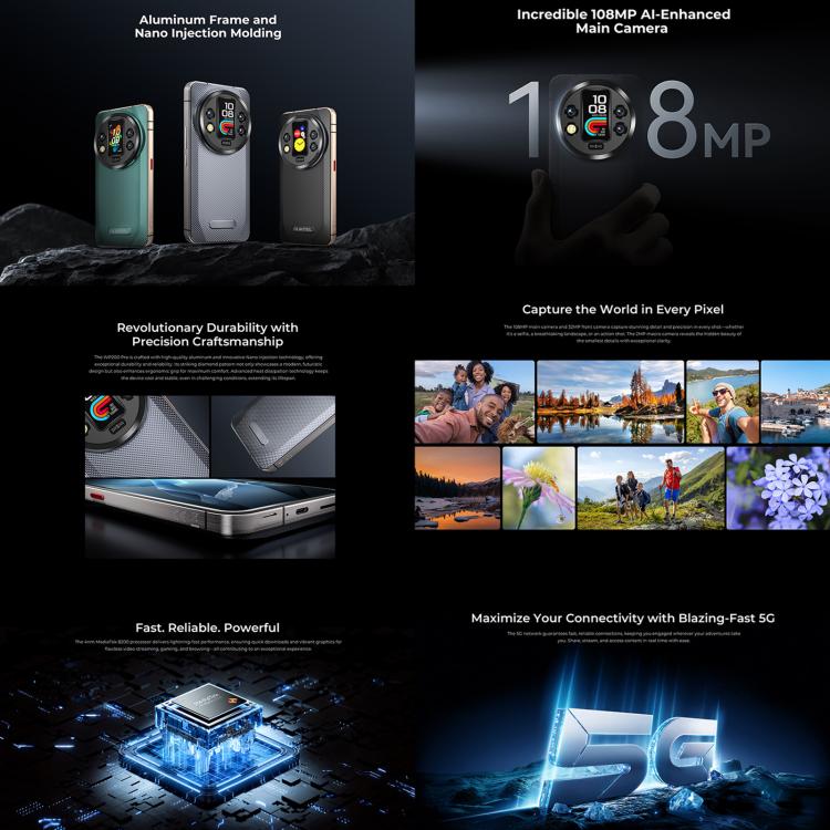 Oukitel WP200 Pro 5G Rugged Phone - 24GB RAM, 1TB Storage, 6.7" Screen, Android 15.0, MTK Dimensity 8200, NFC, OTG