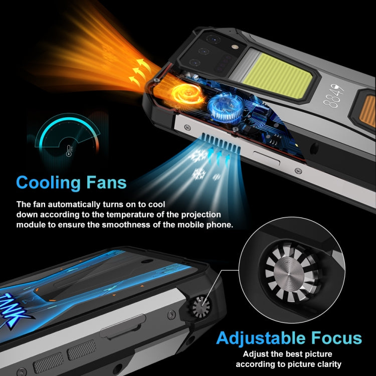 Teléfono robusto Unihertz Tank 2 Pro con proyector de visión nocturna, 12 GB + 256 GB, pantalla de 6,79 pulgadas, Android 14 MTK6789 Octa Core, red 4G