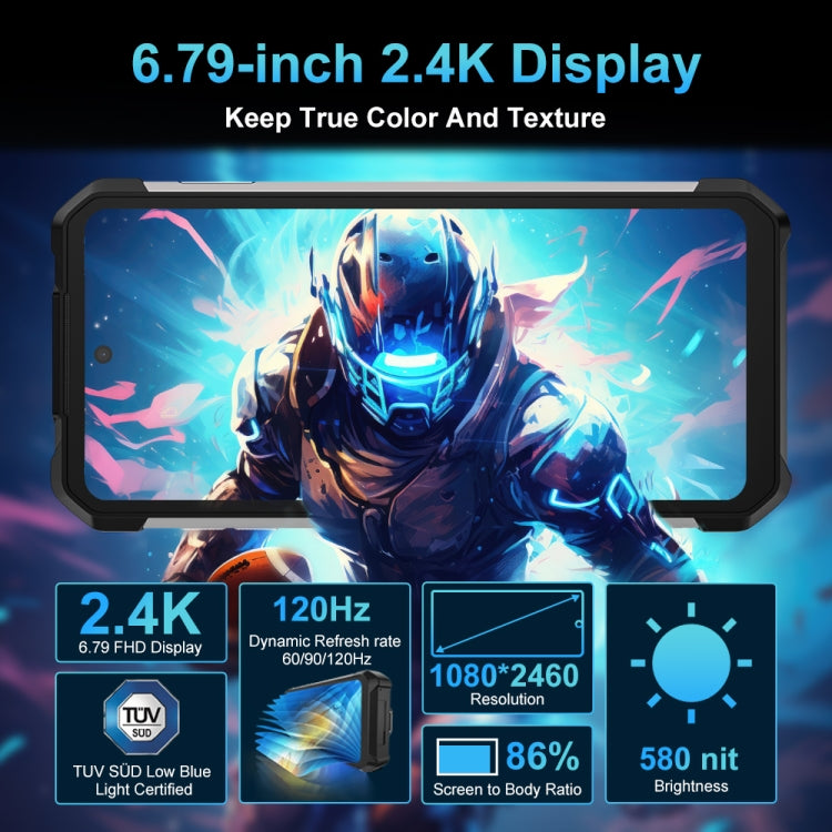 Teléfono robusto Unihertz Tank 2 Pro con proyector de visión nocturna, 12 GB + 256 GB, pantalla de 6,79 pulgadas, Android 14 MTK6789 Octa Core, red 4G
