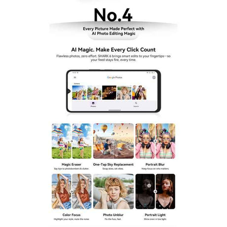 Blackview SHARK 6 5G, 4GB+128GB, 6.88 inch, 120Hz Display, Android 15 Unisoc UMS9620 T8100