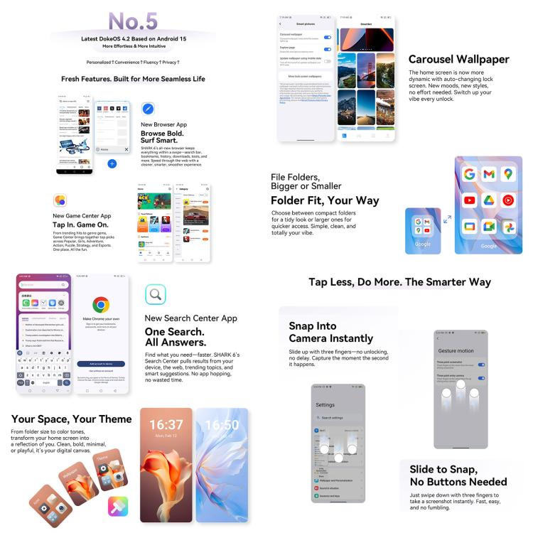 Blackview SHARK 6 5G, 8GB+128GB, 6.88 inch, 120Hz Display, Android 15, Unisoc UMS9620 T8100