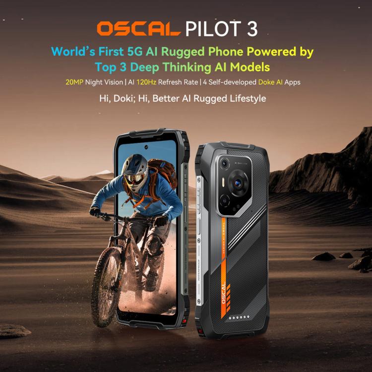 Blackview Oscal Pilot 3 5G Rugged Phone, 12GB+256GB, Night Vision Camera, 7500mAh, 6.56 inch Android 15 MediaTek Dimensity 6300