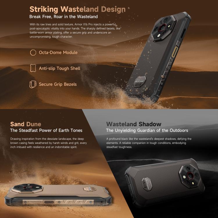 Ulefone Armor X16 Pro 5GB, 8GB + 256GB, Visión Nocturna, Teléfono Resistente IP68/IP69K, 6.56 pulgadas, Android 15, MediaTek Dimensity 6300