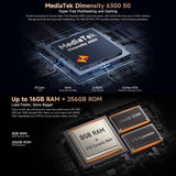 Ulefone Armor X16 Pro 5GB, 16GB+256GB, Night Vision, IP68/IP69K Rugged Phone, 6.56 inch Android 15 MediaTek Dimensity 6300