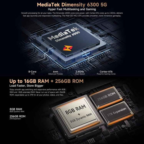 Ulefone Armor X16 Pro 5GB, 16GB+256GB, Night Vision, IP68/IP69K Rugged Phone, 6.56 inch Android 15 MediaTek Dimensity 6300