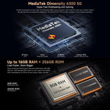 Ulefone Armor X16 Pro 5GB, 8GB + 256GB, Visión Nocturna, Teléfono Resistente IP68/IP69K, 6.56 pulgadas, Android 15, MediaTek Dimensity 6300
