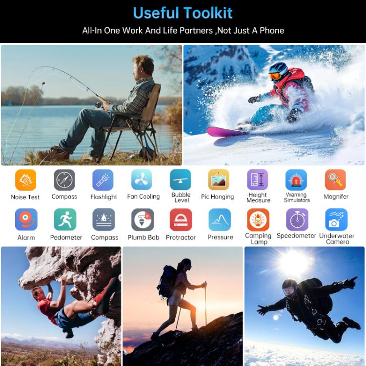 Teléfono robusto Unihertz Tank 4 Pro con proyector, 16 GB + 512 GB, visión nocturna, pantalla de 6,73 pulgadas, Android 13, 5G, NFC 