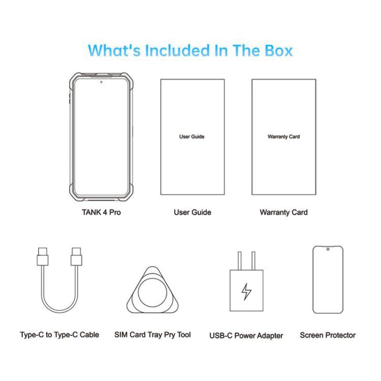 Teléfono robusto Unihertz Tank 4 Pro con proyector, 16 GB + 512 GB, visión nocturna, pantalla de 6,73 pulgadas, Android 13, 5G, NFC 