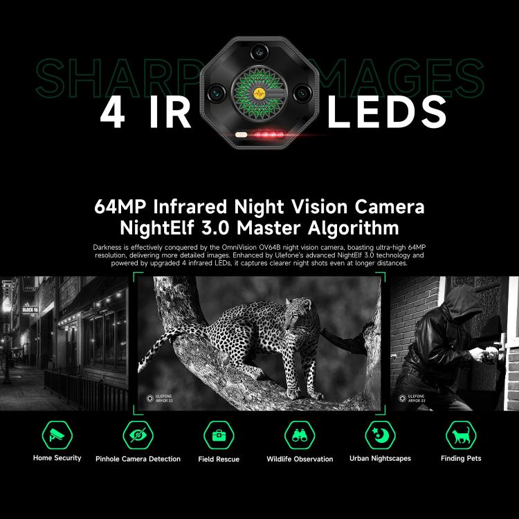 Ulefone Armor 33 Rugged Phone, 12GB+512GB, 6.95 inch Android 15 MediaTek Helio G100 Octa Core, Network: 4G, OTG, NFC, LED Light, Armor 33