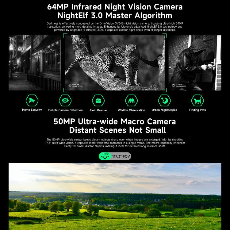 Ulefone Armor 33 Pro Rugged Phone, 16GB+512GB, Night Vision, 6.95 inch + 3.4 inch Dual Screen Android 14 MediaTek Dimensity 7300X Octa Core, Network: 5G, OTG, NFC, Armor 33 Pro