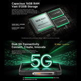 Teléfono robusto Ulefone Armor 33 Pro con 16 GB + 512 GB, visión nocturna, 5G, pantalla dual, Android 14, MediaTek Dimensity 7300X