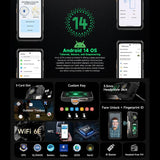 Teléfono robusto Ulefone Armor 33 Pro con 16 GB + 512 GB, visión nocturna, 5G, pantalla dual, Android 14, MediaTek Dimensity 7300X