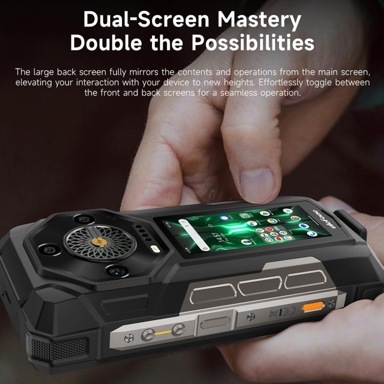 Teléfono robusto Ulefone Armor 33 Pro con 16 GB + 512 GB, visión nocturna, 5G, pantalla dual, Android 14, MediaTek Dimensity 7300X