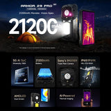 Ulefone Armor 29 Pro 5G, versión térmica, teléfono robusto, 16 GB + 512 GB, pantalla de 6,67 pulgadas + 1,04 pulgadas, procesador MediaTek Dimensity 7400 Octa Core, Android 15