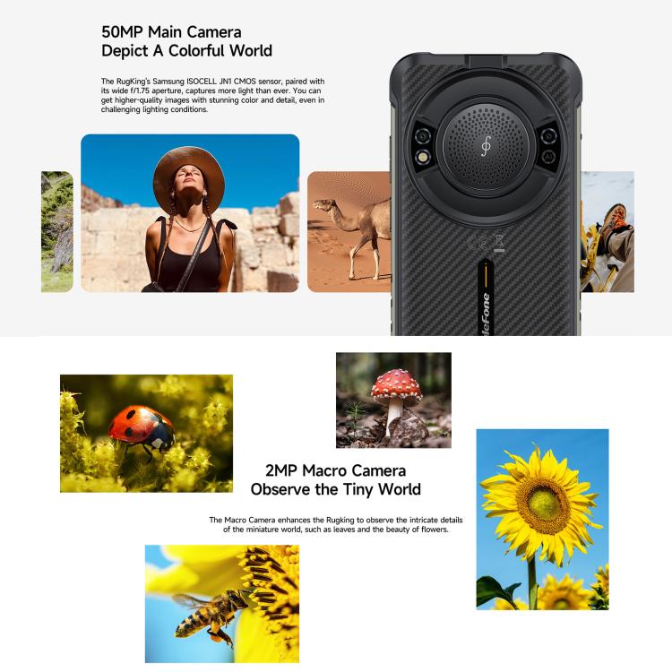 Teléfono robusto Ulefone RugKing 4G, 8 GB + 256 GB, IP68/IP69K, 5,99 pulgadas, Android 15, Unisoc T7255, ocho núcleos