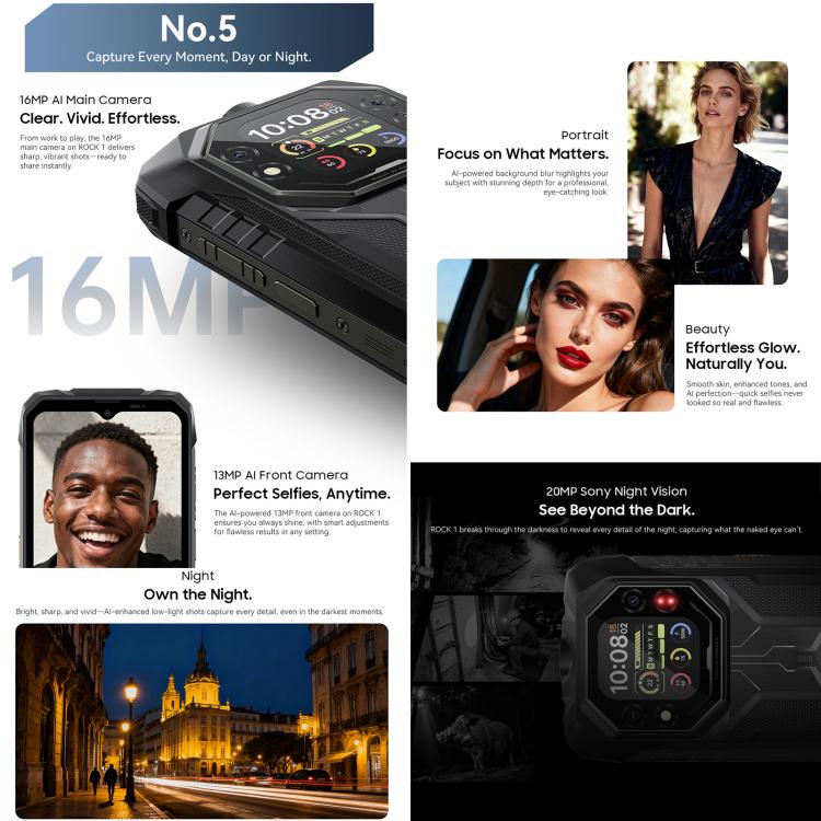 Blackview ROCK 1 Rugged Phone, 8GB+256GB, 6.56 inch Android 16 MT6769V/CB Helio G81 Octa Core, Network: 4G, OTG, NFC, ROCK 1 8GB+256GB