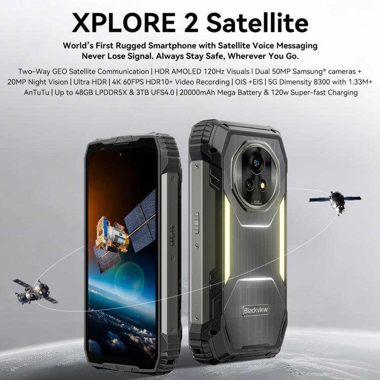 Blackview XPLORE 2 Satellite, 12GB+256GB, 6.73 inch Android 15 Dimensity 8300 MT6897 Octa Core, Network: 5G, OTG, NFC, XPLORE 2 Satellite 12GB+256GB