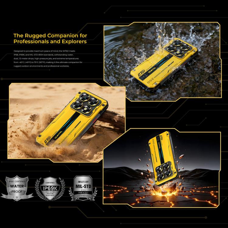 Oukitel WP60 Rugged Phone, 8GB+256GB, Night Vision, 108MP Camera, Side Fingerprint, 7.2 inch Android 15 , Network: 5G, 8GB+256GB
