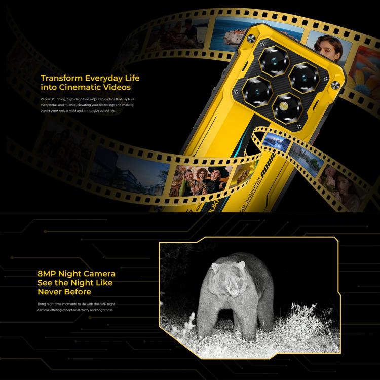 Oukitel WP60 Rugged Phone, 8GB+256GB, Night Vision, 108MP Camera, Side Fingerprint, 7.2 inch Android 15 , Network: 5G, 8GB+256GB