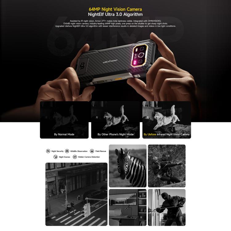 Ulefone Armor 27T+ Rugged Phone, 12GB+256GB, Thermal Imager, Night Vision, 10600mAh, 6.78 inch, Network: 4G, NFC, OTG, Armor 27T+