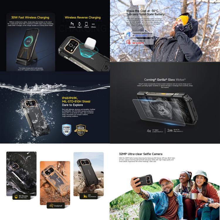 Ulefone Armor 27T+ Rugged Phone, 12GB+256GB, Thermal Imager, Night Vision, 10600mAh, 6.78 inch, Network: 4G, NFC, OTG, Armor 27T+