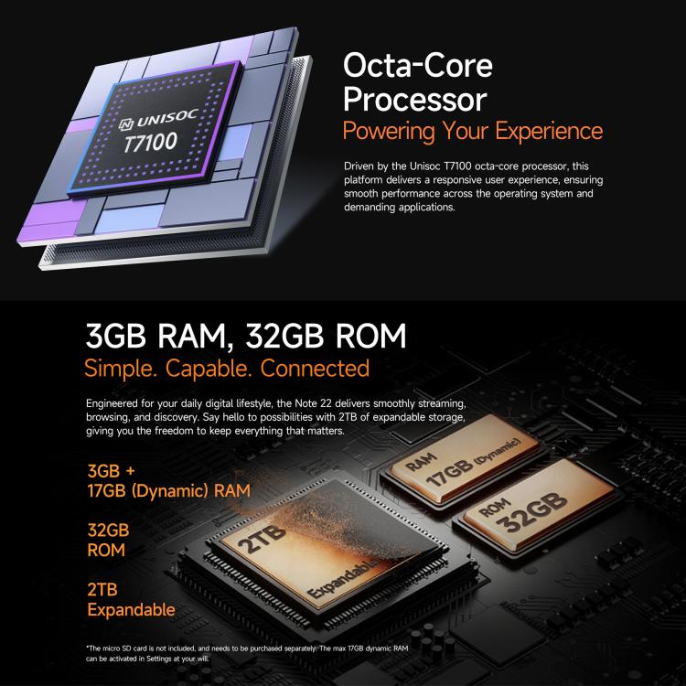 Ulefone Note 22, 3GB+32GB, 5.0 inch Android 16 Go Unisoc T7100 Octa Core, Network: 4G, OTG, Note 22