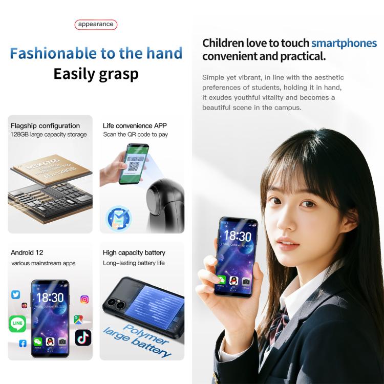 DOOV M2, 6GB+128GB, 4 inch Android 12 Mediatek MT6765 Octa Core, Network: 4G, with Camera, With Camera
