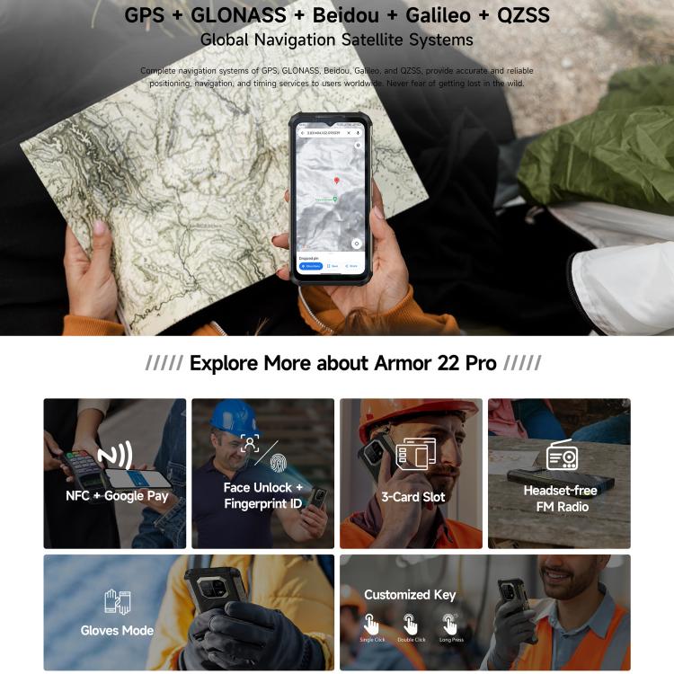 Ulefone Armor 22 Pro Rugged Phone | IP68/IP69K Waterproof, 8GB+256GB