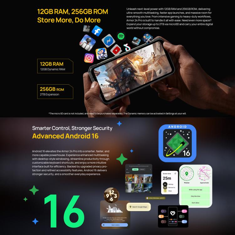Ulefone Armor 24 Pro Rugged Smartphone | IP68/IP69K Waterproof, 12GB+256GB
