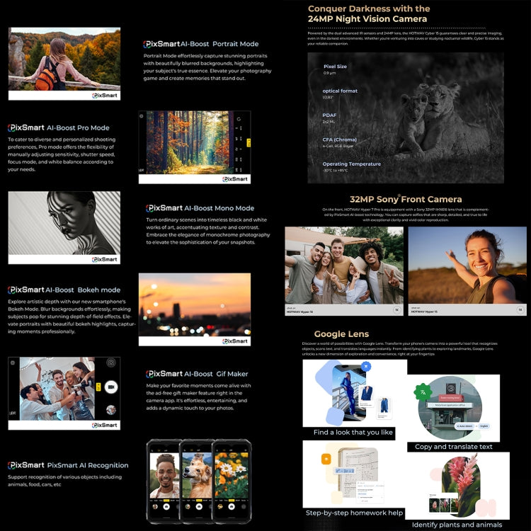 HOTWAV Hyper 7 Pro Rugged Phone - 16GB RAM, 256GB Storage, 10800mAh Battery, 6.6" Android 14, MediaTek Dimensity 7050, 5G Connectivity, OTG, NFC for Ultimate Durability