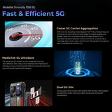 HOTWAV Hyper 7 Pro Rugged Phone - 16GB RAM, 256GB Storage, 10800mAh Battery, 6.6" Android 14, MediaTek Dimensity 7050, 5G Connectivity, OTG, NFC for Ultimate Durability