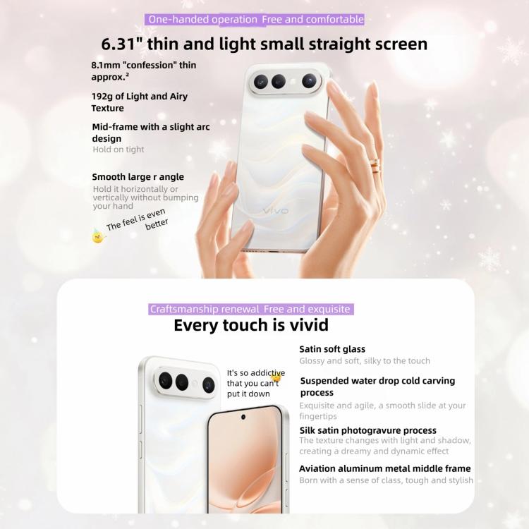 vivo S50 Pro mini, 12GB+256GB, 3D Fingerprint, 6.31 inch Android 16 OriginOS 6 Network: 5G, Support Google Play, 12GB+256GB
