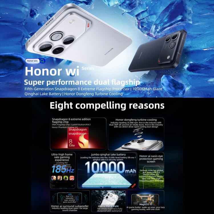 Honor WIN RT, 12GB+512GB, 3D Ultrasonic Fingerprint, 10000mAh Battery, 6.83 inch MagicOS 10.0 / Android 16, Network: 5G, NFC, OTG, 12GB+512GB