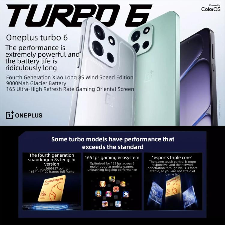 OnePlus Turbo 6 5G 12GB/256GB – Snapdragon 8s Gen 4, ColorOS 16, Screen Fingerprint