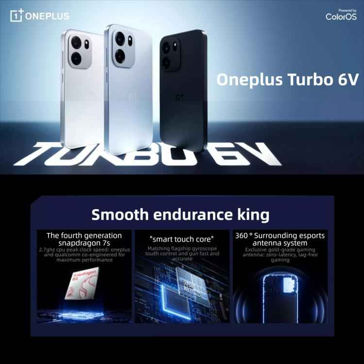 OnePlus Turbo 6V, 8GB+256GB, Screen Fingerprint Identification, 6.78 inch ColorOS 16.0 Snapdragon 7s Gen 4 Octa Core, NFC, Network: 5G, 8GB+256GB