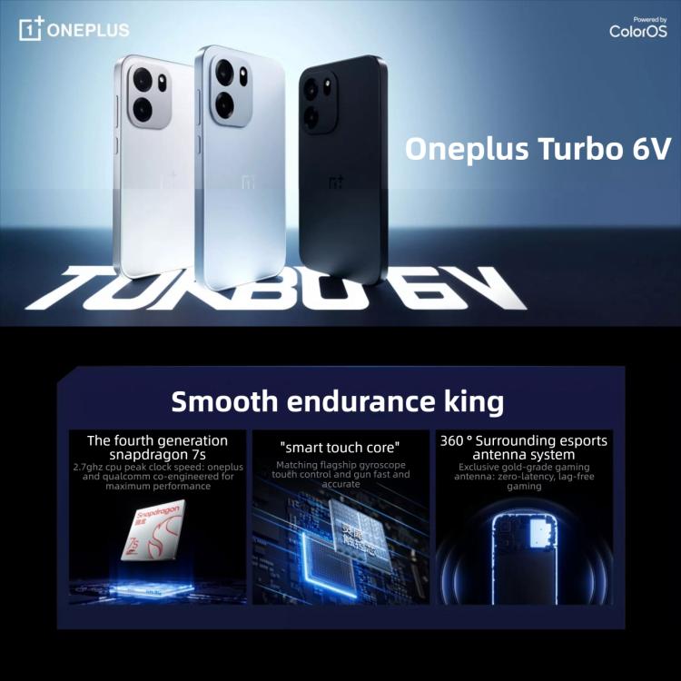 OnePlus Turbo 6V 5G 12GB/256GB – Snapdragon 7s Gen 4, ColorOS 16, Screen Fingerprint