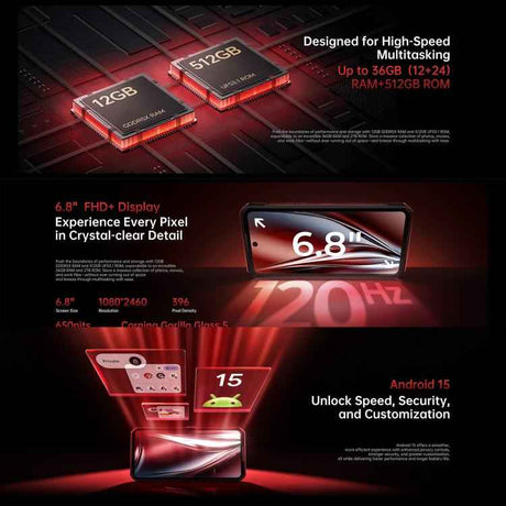 Oukitel WP300 5G Rugged Phone with Watch, 12GB+512GB, 6.8 inch Android 15 MediaTek Dimensity 7050 Octa Core, NFC, OTG