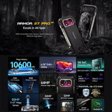 Ulefone Armor 27 Pro Rugged Phone - 12GB RAM, 256GB Storage, Night Vision, 10600mAh Battery, 6.78 inch, Android 14, MediaTek Dimensity 6300, 5G, NFC