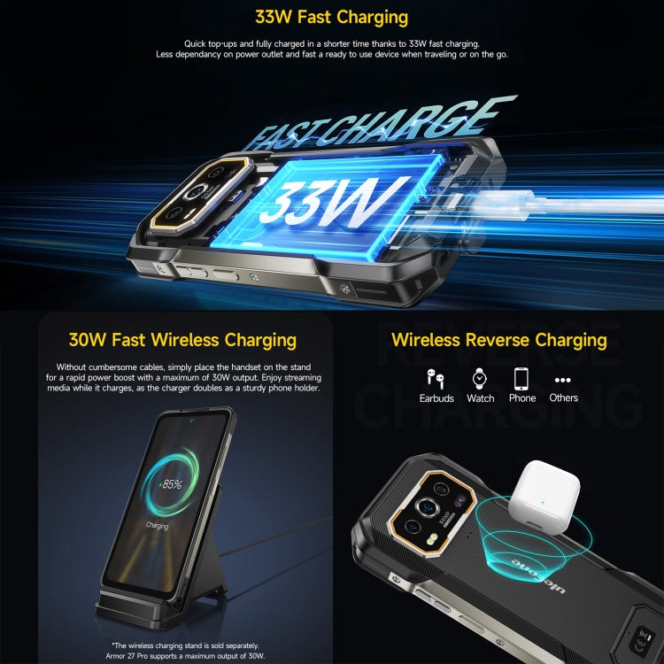 Ulefone Armor 27 Pro Rugged Phone - 12GB RAM, 256GB Storage, Night Vision, 10600mAh Battery, 6.78 inch, Android 14, MediaTek Dimensity 6300, 5G, NFC