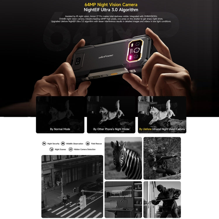 Ulefone Armor 27 Pro Rugged Phone - 12GB RAM, 256GB Storage, Night Vision, 10600mAh Battery, 6.78 inch, Android 14, MediaTek Dimensity 6300, 5G, NFC