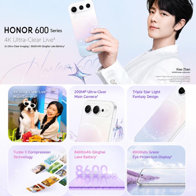 Honor 600 Super Edition, 12GB+512GB, Screen Fingerprint, 6.57 inch MagicOS 10.0 / Android 16 Snapdragon 7 Gen 4 Octa Core, Network: 5G, NFC, OTG, 12GB+512GB
