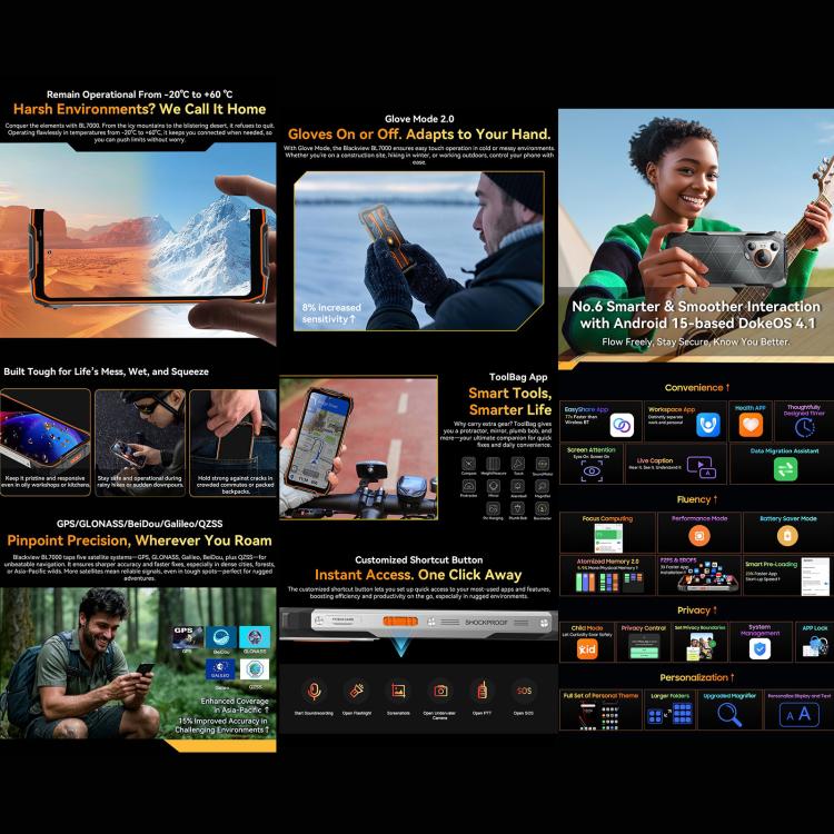 Blackview BL7000 Rugged Phone, 8GB+256GB, 6.78 inch, Night Vision Camera, Android 15 MediaTek Dimensity 6300