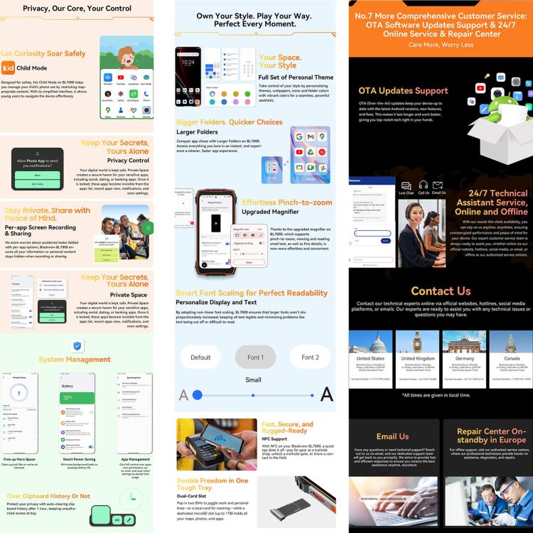 Blackview BL7000 Rugged Phone - 8GB+256GB, 6.78" Android 15, MediaTek Dimensity 6300, 5G, NFC, OTG